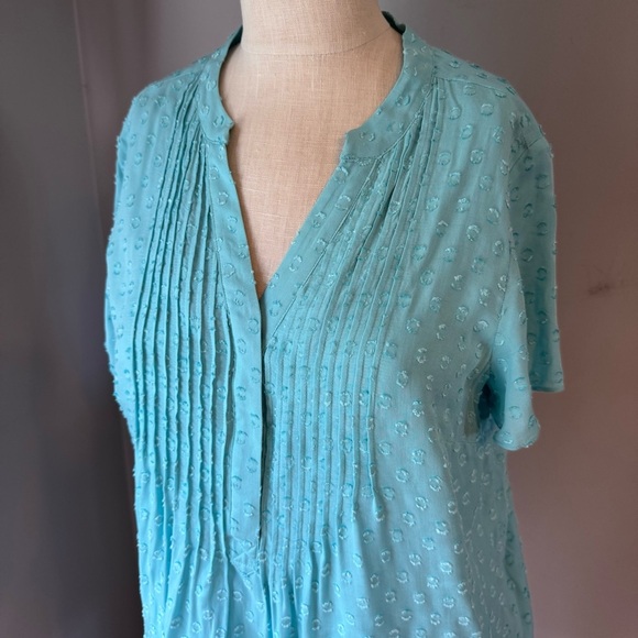 Soft Surroundings Turquoise Coastal Offshore Pintuck Textured Tunic Top Size PM - Picture 5 of 10